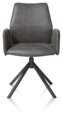 XOOON Franky, Armlehnstuhl - fest - Handgriff - Taschenfederkern - Taurus - Schwarz/ Anthrazit, Braun - 1