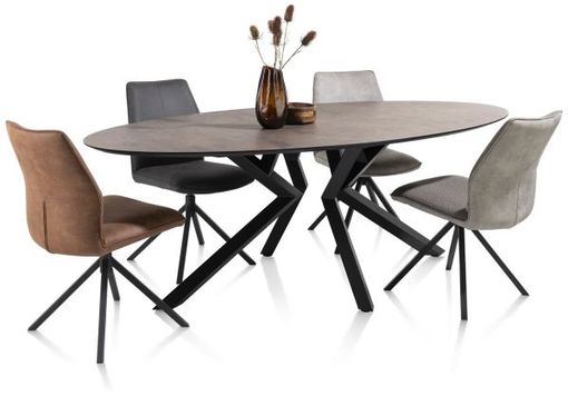 XOOON Franky, Stuhl - drehbar - Handgriff - Taschenfederkern - Taurus - Schwarz/ Anthrazit, Braun - 7