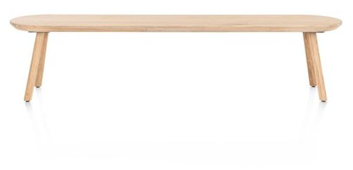 XOOON Niora, Bank 200x43cm - massiv Eiche - Holz Fuessen - Kissen inklusive - Creme - 3