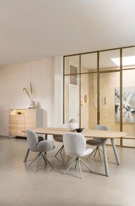 XOOON Niora, Bank 200x43cm - massiv Eiche - Holz Fuessen - Kissen inklusive - Creme - 7