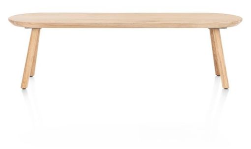 XOOON Niora, Bank 160x43cm - massiv Eiche - Holz Fuessen - Kissen inklusive - Creme - 2