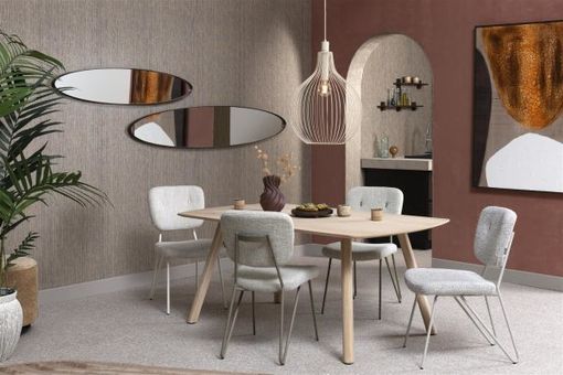 XOOON June, Stuhl + Taschenfederkern - Gestell RAL 1013 - nebbia + Stoff Luton - Creme - 10