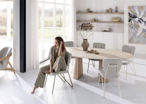 XOOON June, Stuhl + Taschenfederkern - Gestell RAL 1013 - nebbia + Stoff Luton - Creme - 9