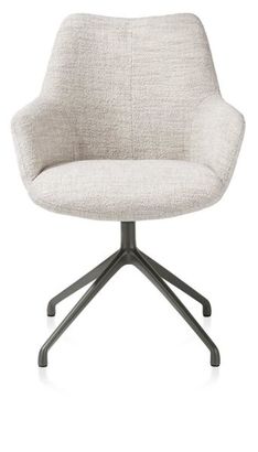 XOOON Mats, Armlehnstuhl - Aluminium Gestell graphit - drehbar - Stoff Luton - Creme - 1