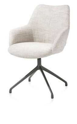 XOOON Mats, Armlehnstuhl - Aluminium Gestell graphit - drehbar - Stoff Luton - Creme - 2
