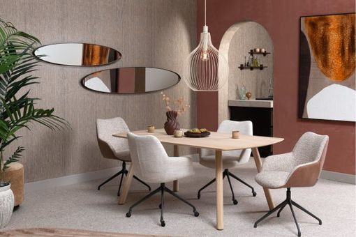 XOOON Mats, Armlehnstuhl - Aluminium Gestell - drehbar graphit - Kombi Pala cognac + Luton kupfer - Braun, Orange - 9