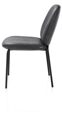 XOOON Fae, Stuhl - 4 Fußen - rough off black - Stoff Pala - Schwarz/ Anthrazit - 4