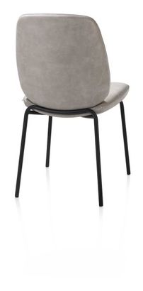 XOOON Fae, Stuhl - 4 Fußen - rough off black - Stoff Pala - Grau, Weiss - 3