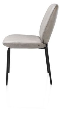 XOOON Fae, Stuhl - 4 Fußen - rough off black - Stoff Pala - Grau, Weiss - 4