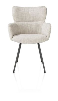 XOOON Sage, Armlehnstuhl 4 Fußen graphit - Stoff Luton - Creme - 1