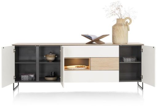 XOOON Lindfield, Sideboard 240 cm. - 3-Tueren + 3-Laden + 1-Nische (+ LED) -  - 3