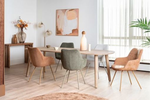 XOOON Odda, Tisch 200 x 110 cm - Oval - Holz Fuss - Beige, Braun - 6
