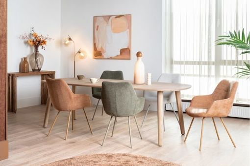 XOOON Odda, Tisch 200 x 110 cm - Oval - Holz Fuss - Beige, Braun - 7