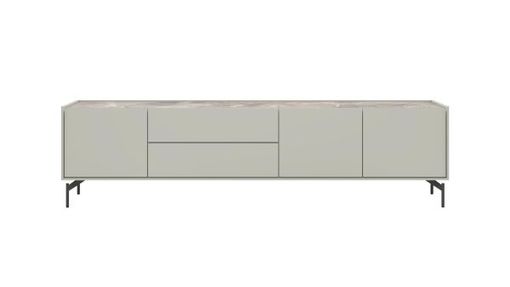 XOOON Noon, Lowboard 210 cm - 3-Tueren + 2-Laden - Deckplatte aus HPL light grey -  - 1