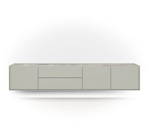 XOOON Noon, Lowboard 210 cm - 3-Tueren + 2-Laden - Deckplatte aus HPL light grey -  - 2