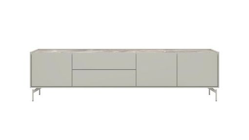 XOOON Noon, Lowboard 210 cm - 3-Tueren + 2-Laden - Deckplatte aus HPL light grey -  - 3