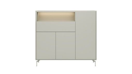 XOOON Noon, Highboard 148 cm - 3-Tueren + 1-Lade + 1-Nische (+ LED) - komplet silk grey -  - 4
