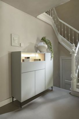 XOOON Noon, Highboard 148 cm - 3-Tueren + 1-Lade + 1-Nische (+ LED) - komplet silk grey -  - 7