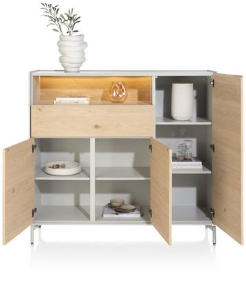 XOOON Niora, Highboard 148 cm - 3-Tueren + 1-Lade + 1-Nische -  - 3