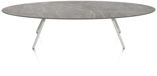 XOOON Niora, Couchtisch 150 x 50 cm - Primo Laminato Marble light grey - Schwarz, Grau - 4
