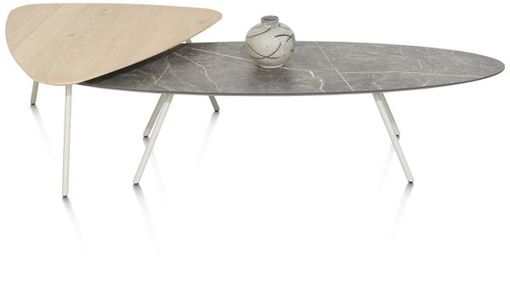 XOOON Niora, Couchtisch 150 x 50 cm - Primo Laminato Marble light grey - Schwarz, Grau - 5