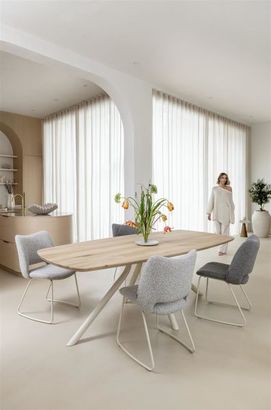XOOON Arvada, Tisch 160 x 100 cm. - ovale - zentralem Fuß Nebbia - Beige, Braun - 5