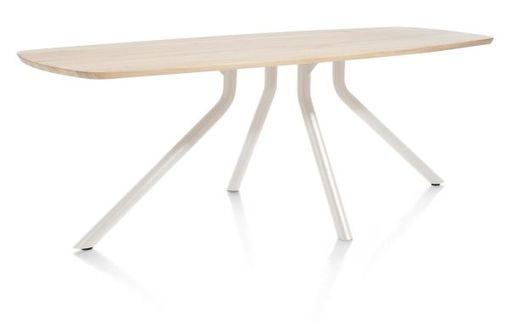 XOOON Arvada, Tisch 220 x 110 cm. - ovale - zentralem Fuß Nebbia - Beige, Braun - 2