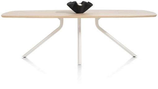 XOOON Arvada, Tisch 250 x 110 cm. - ovale - zentralem Fuß Nebbia - Beige, Braun - 1