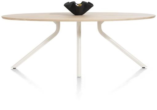 XOOON Arvada, Tisch 220 x 110 cm. - Ellipse - zentralem Fuß Nebbia - Beige, Braun - 3