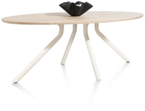 XOOON Arvada, Tisch 220 x 110 cm. - Ellipse - zentralem Fuß Nebbia - Beige, Braun - 4