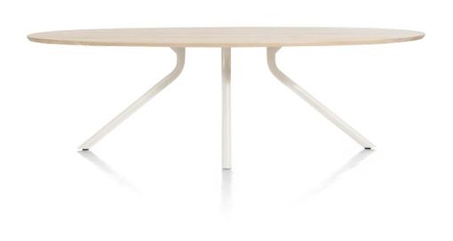 XOOON Arvada, Tisch 250 x 110 cm. - Ellipse - zentralem Fuß Nebbia - Beige, Braun - 1