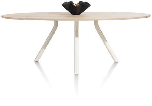 XOOON Arvada, Tisch 250 x 110 cm. - Ellipse - zentralem Fuß Nebbia - Beige, Braun - 3