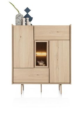 XOOON Valgard, Highboard 120 cm - 2-Türen + 2-Laden + 2-Nischen (+ LED) -  - 1