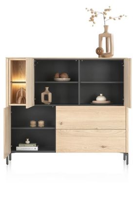 XOOON Trenton, Higboard 153 cm - 3-Türen + 2-Laden + 2-Nischen -  - 3