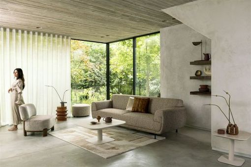 XOOON Brianto, Couchtisch 50 x 50 cm - Keramik Travertin Platte - Beige - 12