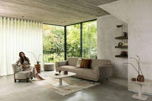 XOOON Brianto, Couchtisch 50 x 50 cm - Keramik Travertin Platte - Beige - 14