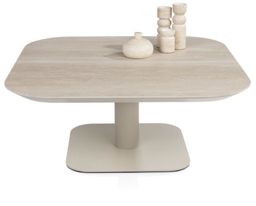 XOOON Brianto, Couchtisch 90 x 90 cm - Keramik Travertin Platte - Beige - 1