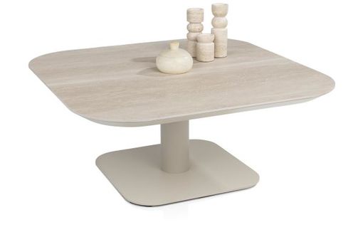 XOOON Brianto, Couchtisch 90 x 90 cm - Keramik Travertin Platte - Beige - 3