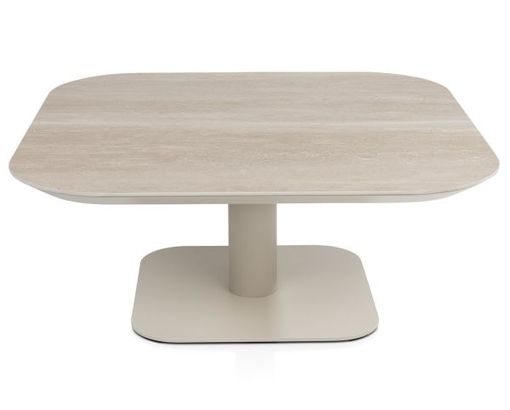 XOOON Brianto, Couchtisch 90 x 90 cm - Keramik Travertin Platte - Beige - 6