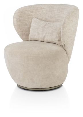 XOOON Solee, Sessel - drehbar - Lendekissen inklusive - Kombination Stoff Luton & Cadiz - Creme, Creme - 2