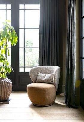 XOOON Solee, Sessel - drehbar - Lendekissen inklusive - Kombination Stoff Luton & Cadiz - Creme, Creme - 5