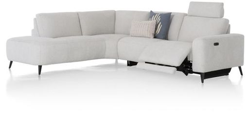 XOOON Carini, Ecksofa 2,5 Sitzer Armlehne rechts elektrisch + Ottomane links - Vada Ivory -  - 2