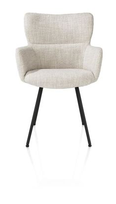 XOOON Sage, Armlehnstuhl 4-Fußen rough off black - Stoff Luton - Creme - 1