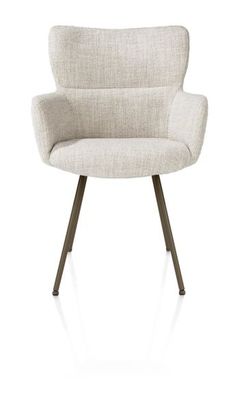 XOOON Sage, Armlehnstuhl 4 Fußen steelbrown - Stoff Luton - Creme - 1