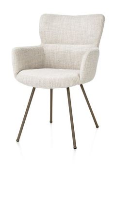 XOOON Sage, Armlehnstuhl 4 Fußen steelbrown - Stoff Luton - Creme - 2