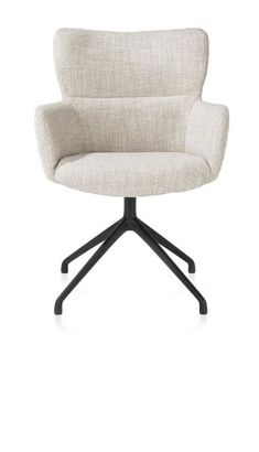 XOOON Sage, Armlehnstuhl drehbar - rough off black - Stoff Luton - Creme - 1