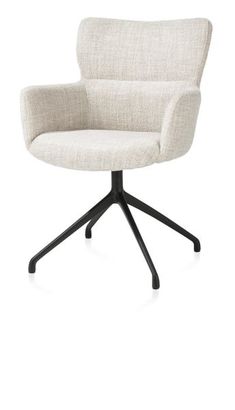 XOOON Sage, Armlehnstuhl drehbar - rough off black - Stoff Luton - Creme - 2