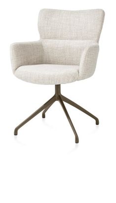 XOOON Sage, Armlehnstuhl drehbar - steelbrown - Stoff Luton - Creme - 2