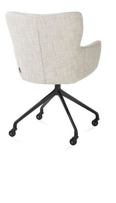 XOOON Sage, Armlehnstuhl + Rollen - Aluminium Gestell rough off black - Stoff Luton - Creme - 3