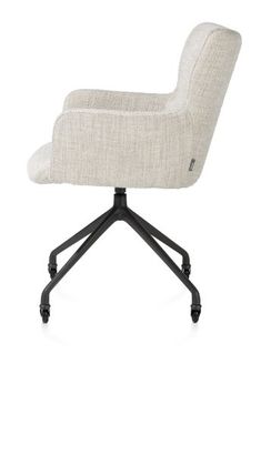 XOOON Sage, Armlehnstuhl + Rollen - Aluminium Gestell rough off black - Stoff Luton - Creme - 4
